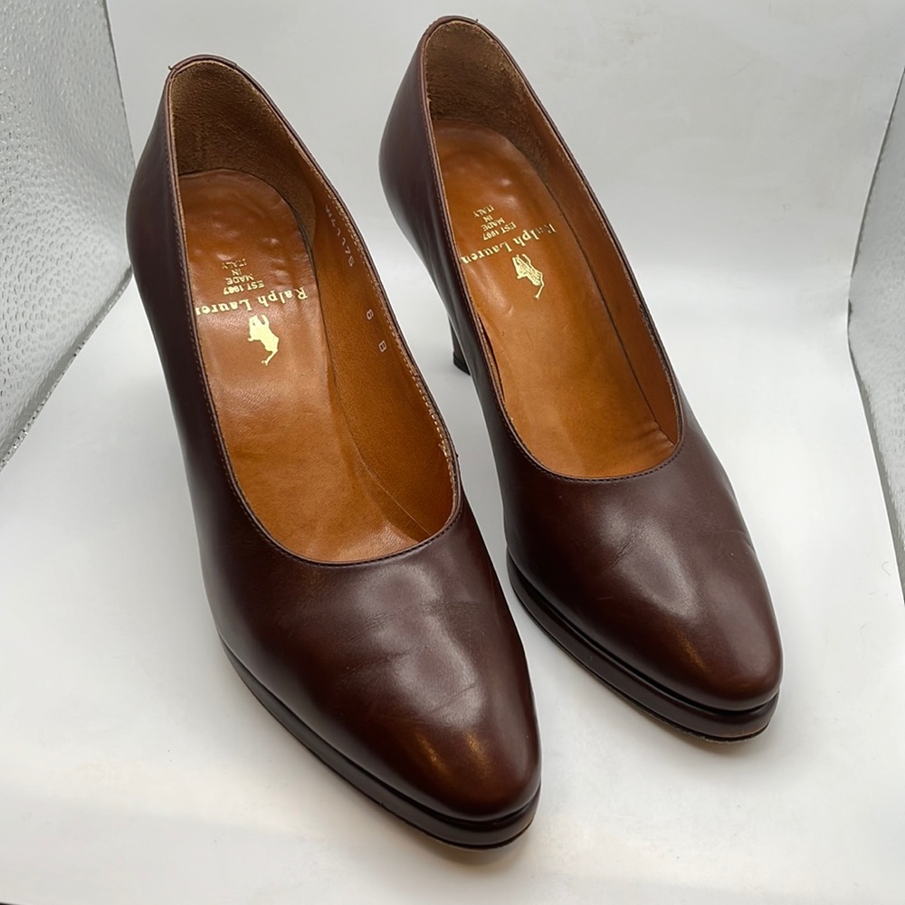Ralph Lauren Brown Leather Heels